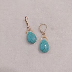 🆕💎 Turquoise Teardrop Crackle Stone Leverbacks